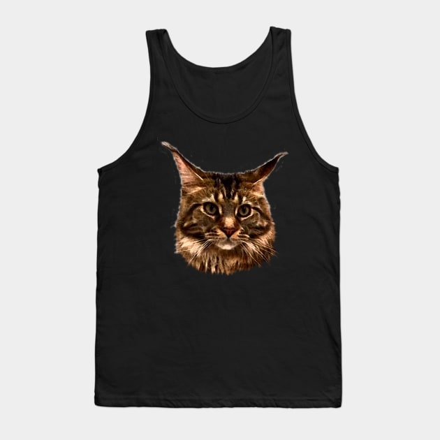 Tucker 2 -  Cute Graphic Maine Coon Cat Tank Top by StephJChild